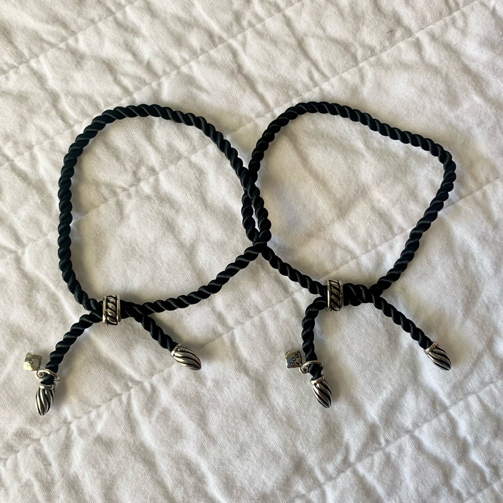 Two authentic David Yurman satin cord adjustable bracelets